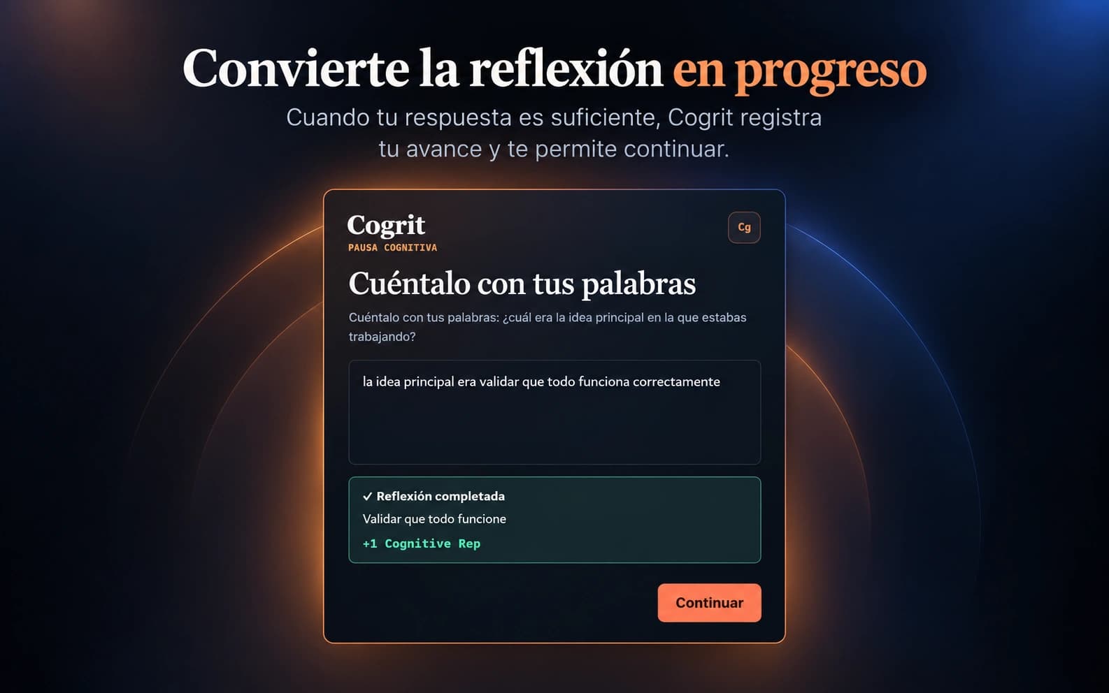 Reflexión completada en Cogrit